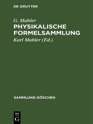 cover image of Physikalische Formelsammlung